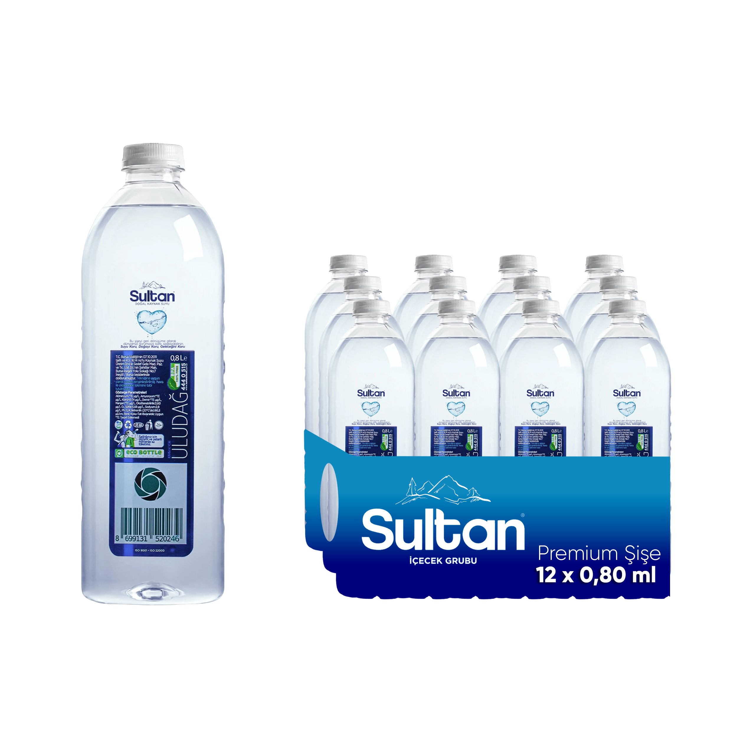 Sultan Su 12x800 ml - Premium Şişe